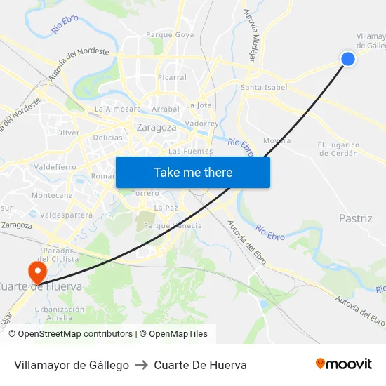 Villamayor de Gállego to Cuarte De Huerva map