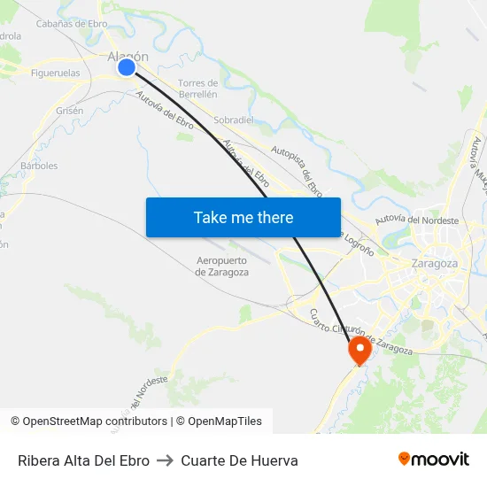 Ribera Alta Del Ebro to Cuarte De Huerva map