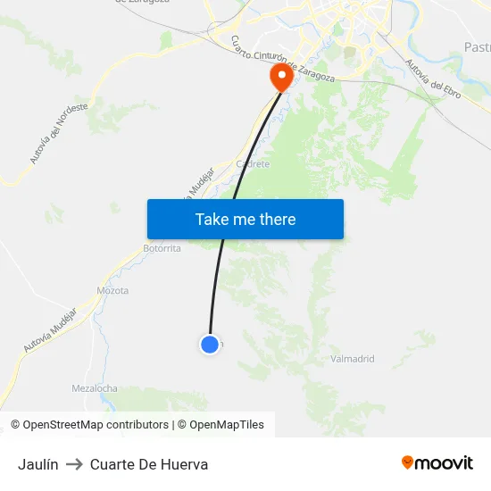 Jaulín to Cuarte De Huerva map