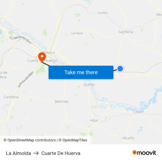 La Almolda to Cuarte De Huerva map
