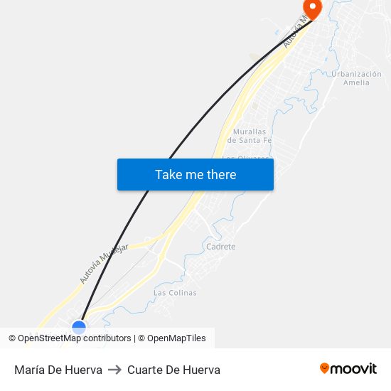 María De Huerva to Cuarte De Huerva map