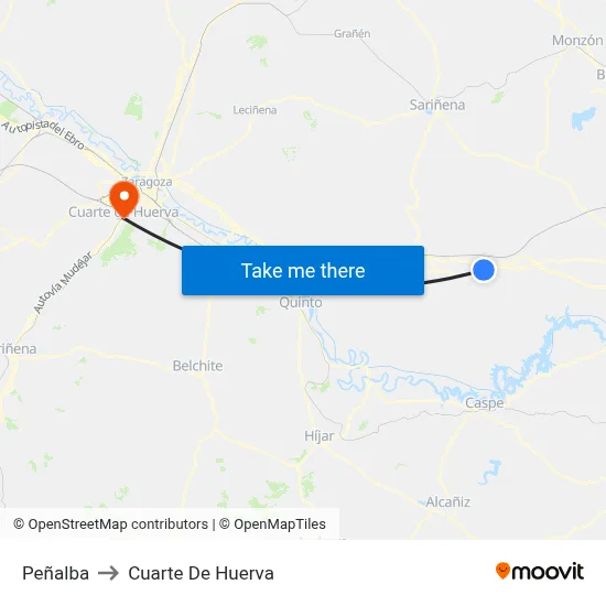 Peñalba to Cuarte De Huerva map