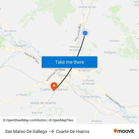 San Mateo De Gállego to Cuarte De Huerva map