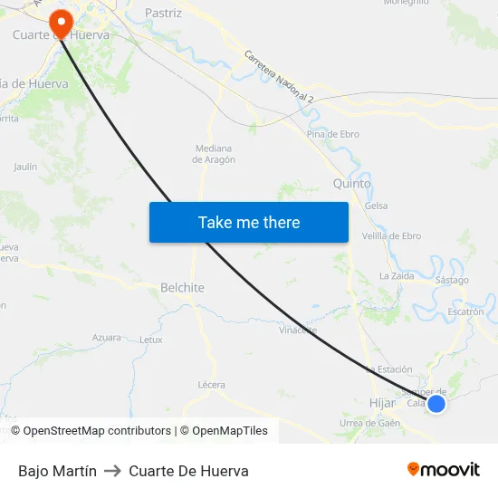 Bajo Martín to Cuarte De Huerva map