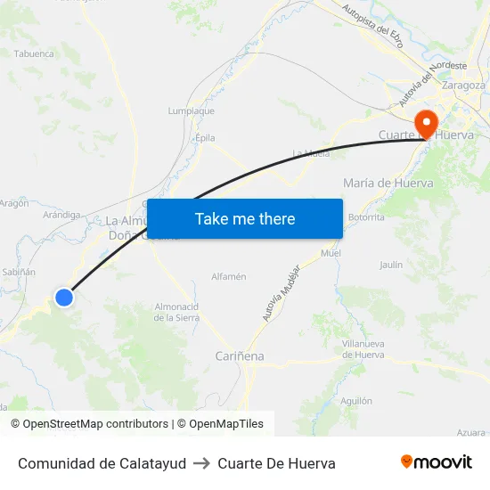 Comunidad de Calatayud to Cuarte De Huerva map