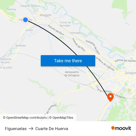 Figueruelas to Cuarte De Huerva map
