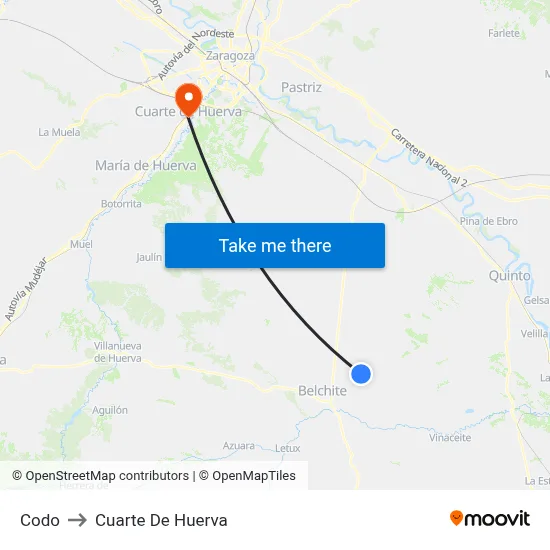 Codo to Cuarte De Huerva map