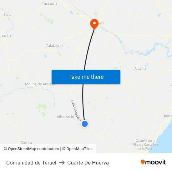 Comunidad de Teruel to Cuarte De Huerva map