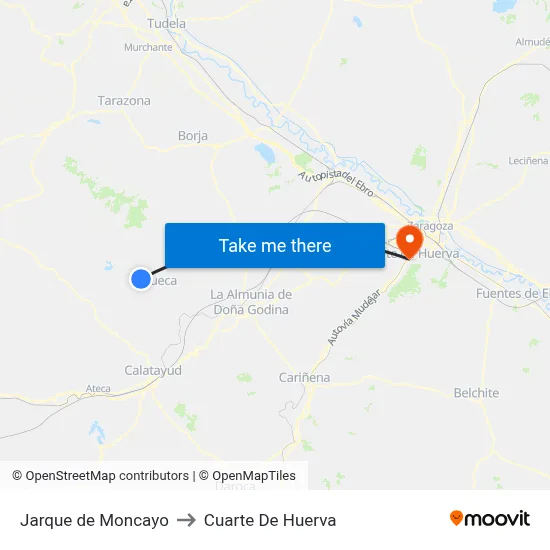 Jarque de Moncayo to Cuarte De Huerva map