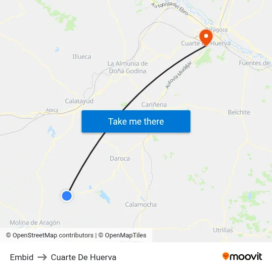 Embid to Cuarte De Huerva map