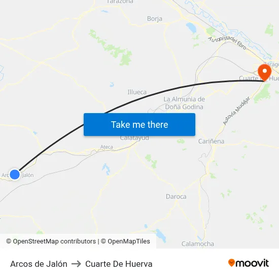 Arcos de Jalón to Cuarte De Huerva map