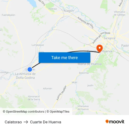 Calatorao to Cuarte De Huerva map