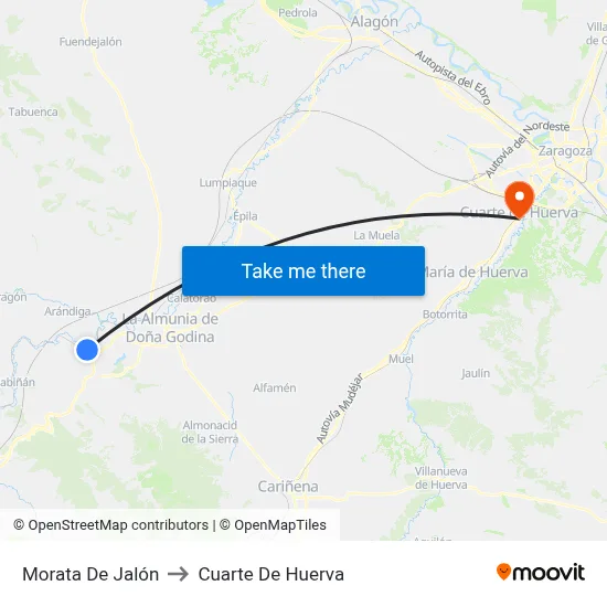 Morata De Jalón to Cuarte De Huerva map