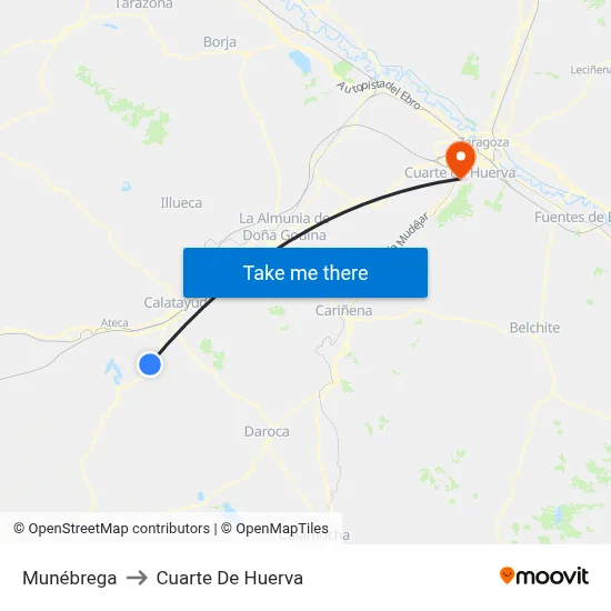 Munébrega to Cuarte De Huerva map