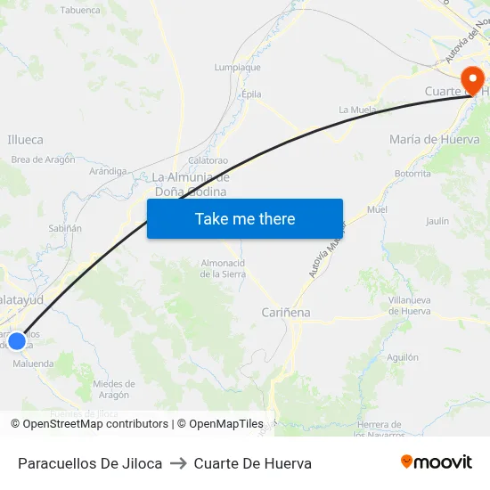 Paracuellos De Jiloca to Cuarte De Huerva map