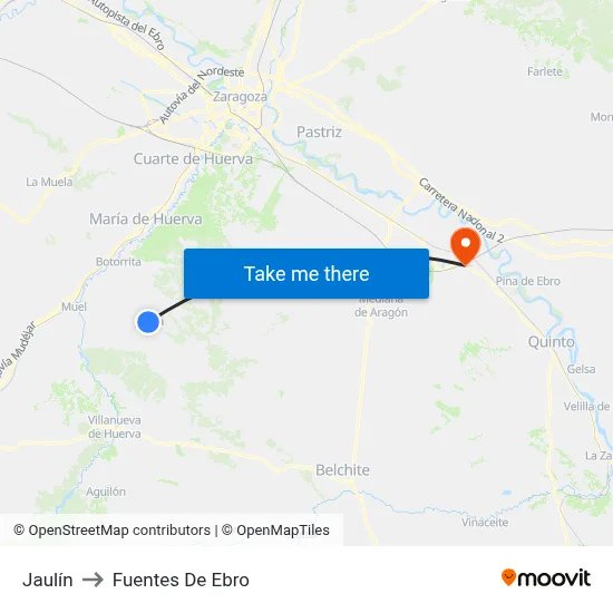 Jaulín to Fuentes De Ebro map