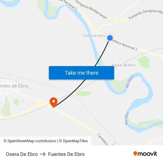 Osera De Ebro to Fuentes De Ebro map
