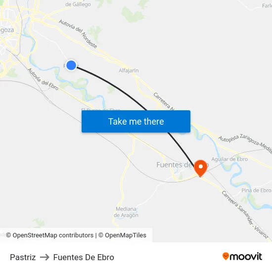 Pastriz to Fuentes De Ebro map