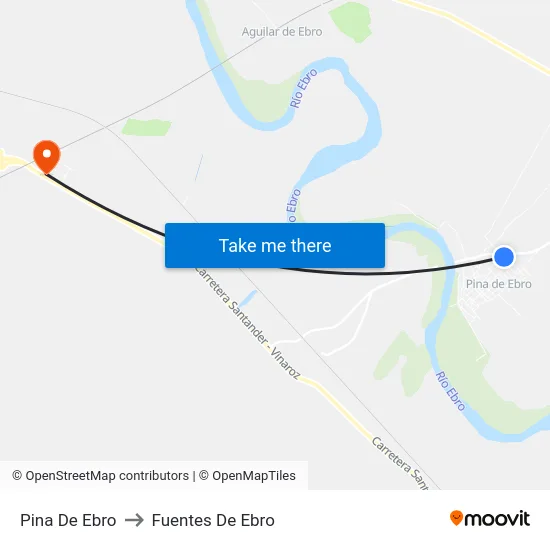 Pina De Ebro to Fuentes De Ebro map