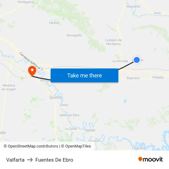 Valfarta to Fuentes De Ebro map