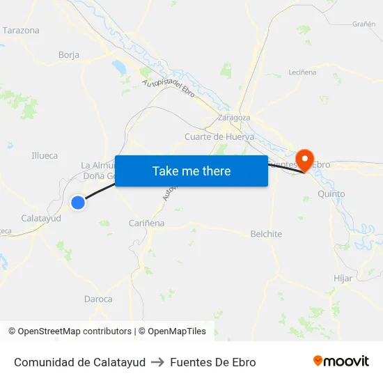 Comunidad de Calatayud to Fuentes De Ebro map