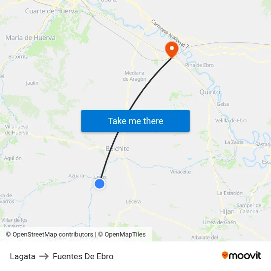 Lagata to Fuentes De Ebro map