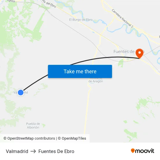 Valmadrid to Fuentes De Ebro map