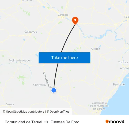 Comunidad de Teruel to Fuentes De Ebro map