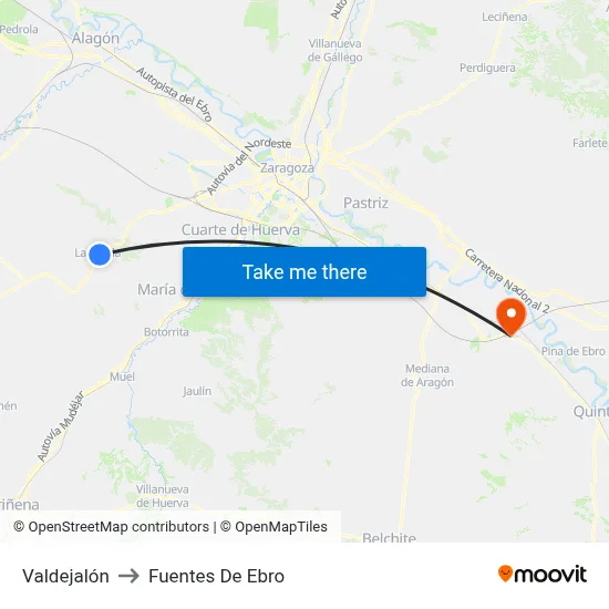 Valdejalón to Fuentes De Ebro map