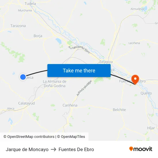 Jarque de Moncayo to Fuentes De Ebro map