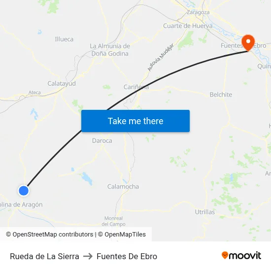 Rueda de La Sierra to Fuentes De Ebro map