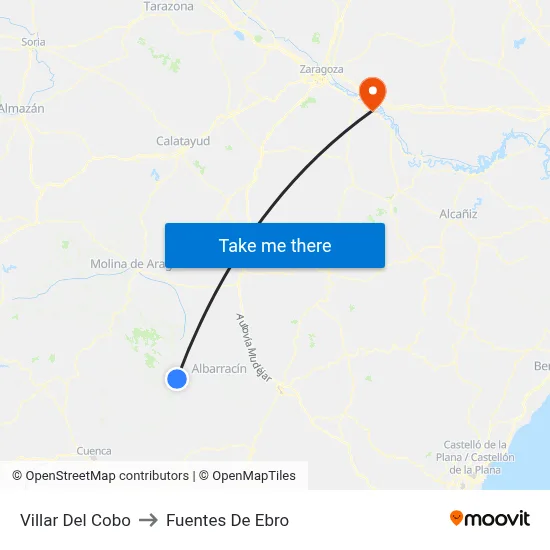 Villar Del Cobo to Fuentes De Ebro map
