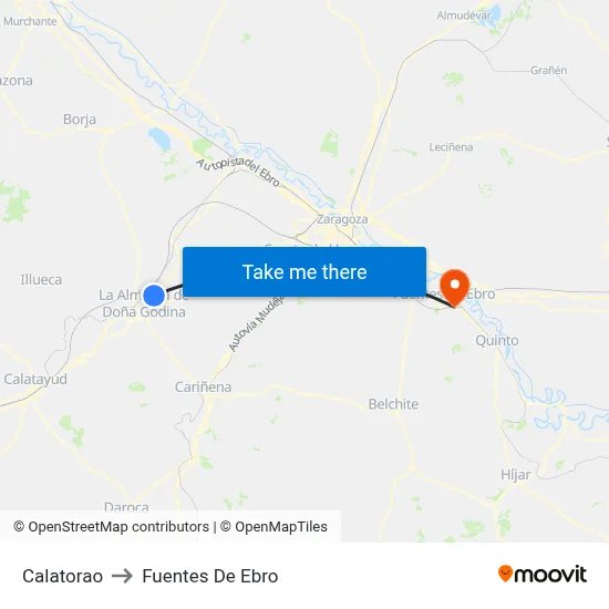 Calatorao to Fuentes De Ebro map