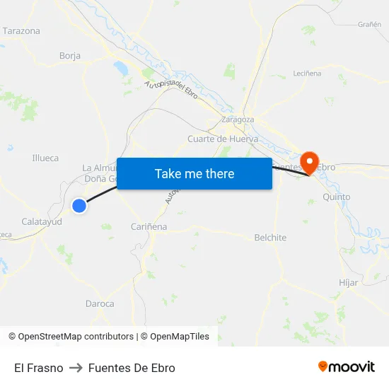 El Frasno to Fuentes De Ebro map