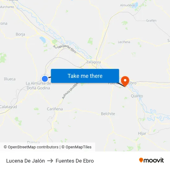 Lucena De Jalón to Fuentes De Ebro map