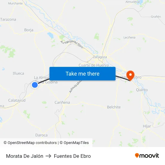 Morata De Jalón to Fuentes De Ebro map