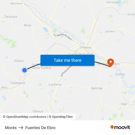 Morés to Fuentes De Ebro map