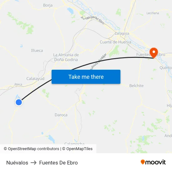 Nuévalos to Fuentes De Ebro map
