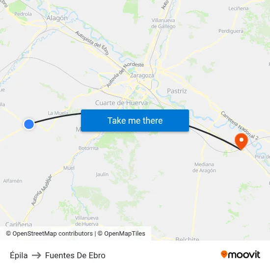Épila to Fuentes De Ebro map
