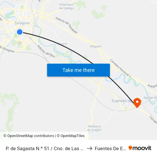 P. de Sagasta N.º 51 / Cno. de Las Torres to Fuentes De Ebro map