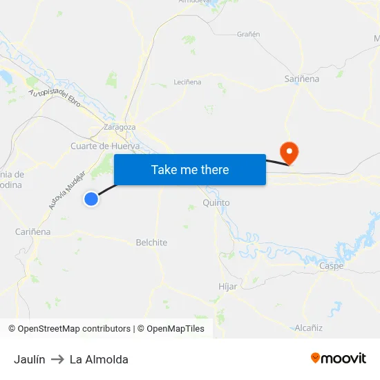 Jaulín to La Almolda map