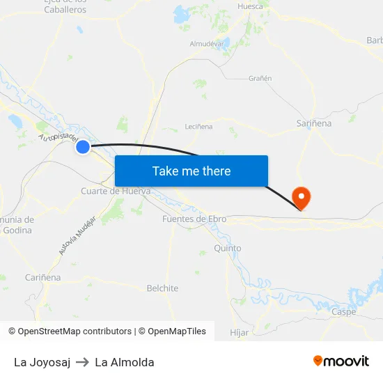 La Joyosaj to La Almolda map