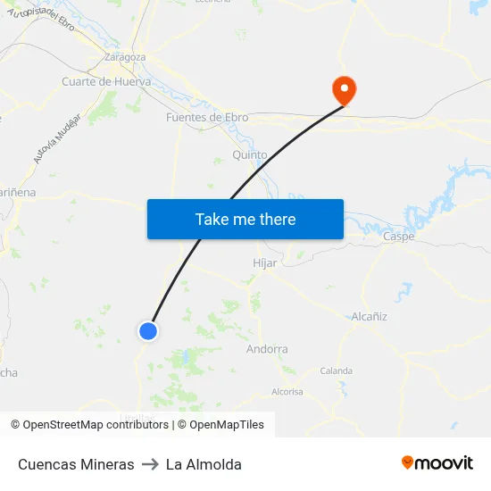 Cuencas Mineras to La Almolda map