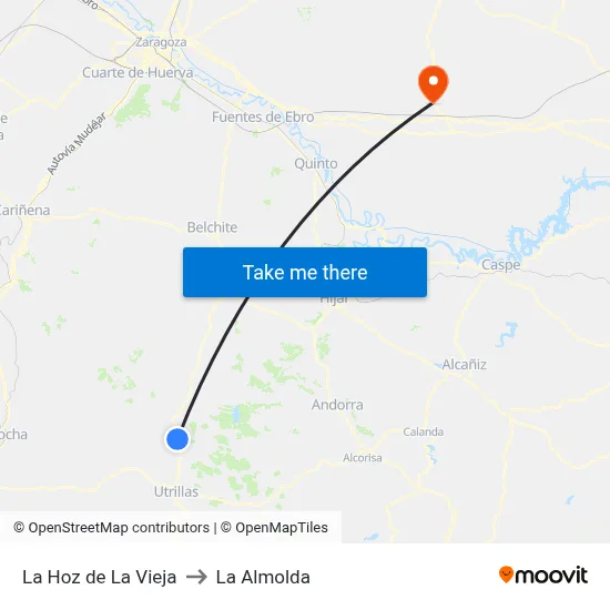 La Hoz de La Vieja to La Almolda map