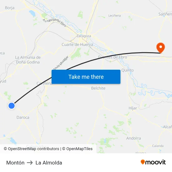 Montón to La Almolda map