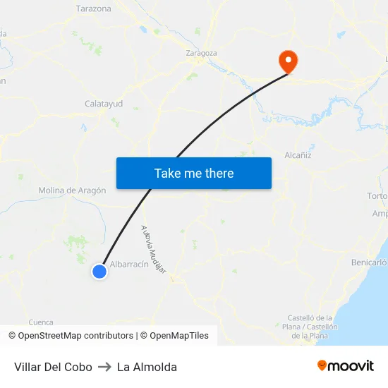Villar Del Cobo to La Almolda map
