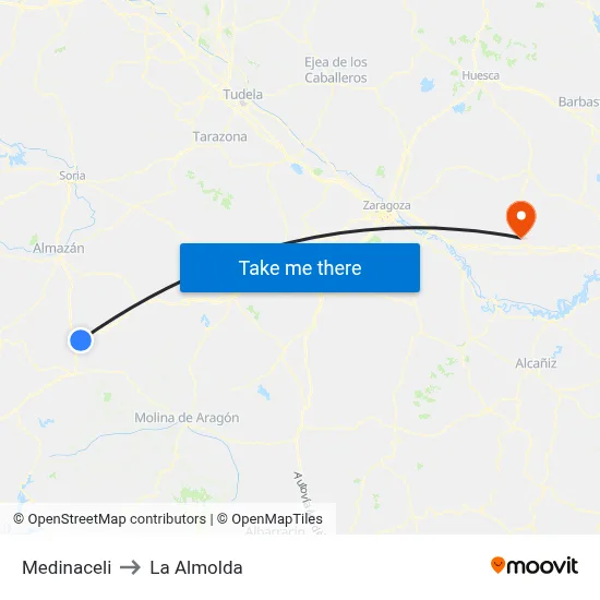 Medinaceli to La Almolda map