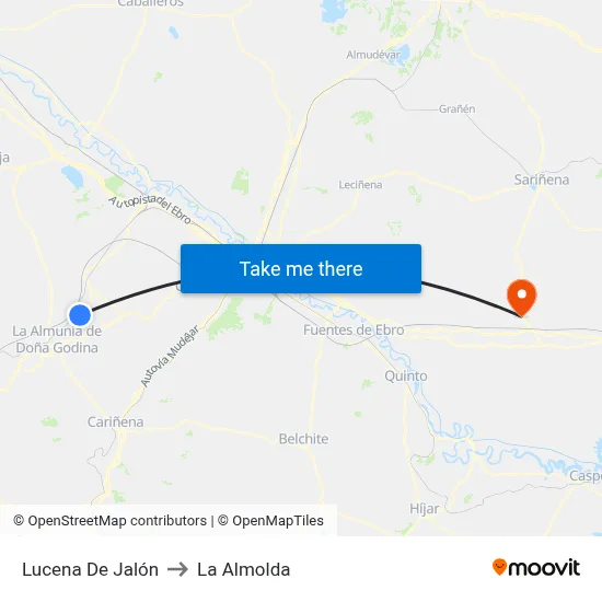 Lucena De Jalón to La Almolda map