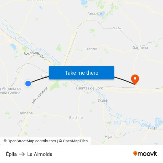 Épila to La Almolda map