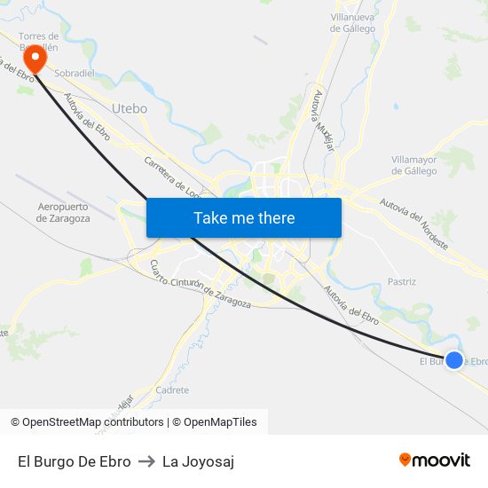 El Burgo De Ebro to La Joyosaj map